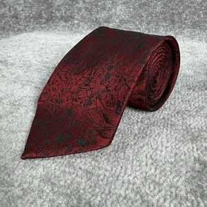 Oscar De La Renta Tie Men's Red‎ Black Bird 57"
